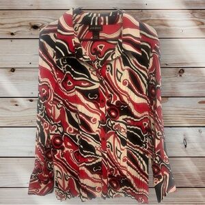 Lane Bryant Red and Black Abstract Blouse size 14/16
